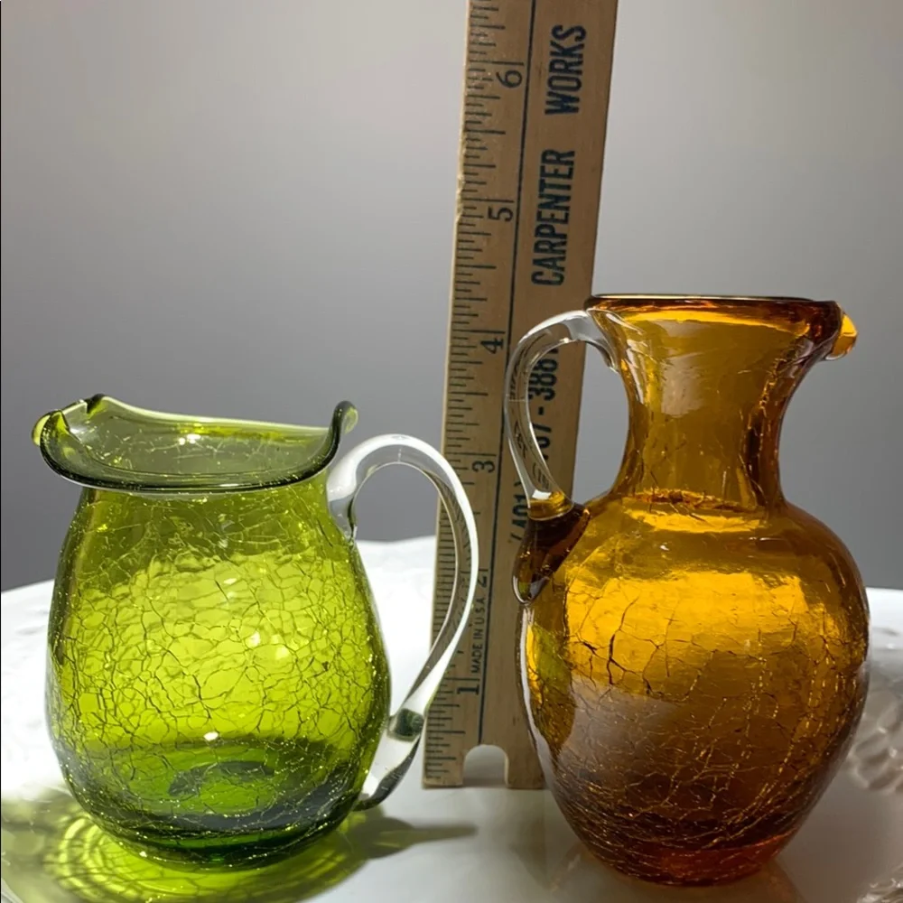 Crackle Glass Olive and Orange MINI Accent Decor VINTAGE - Picture 3 of 8
